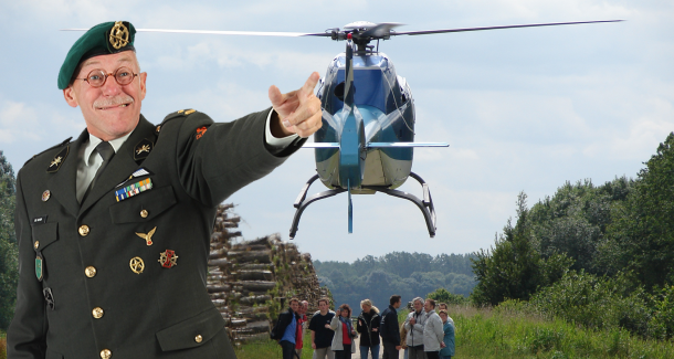 Majoor de Moker Helicopter Dropping op de Veluwe Bedrijfsuitje